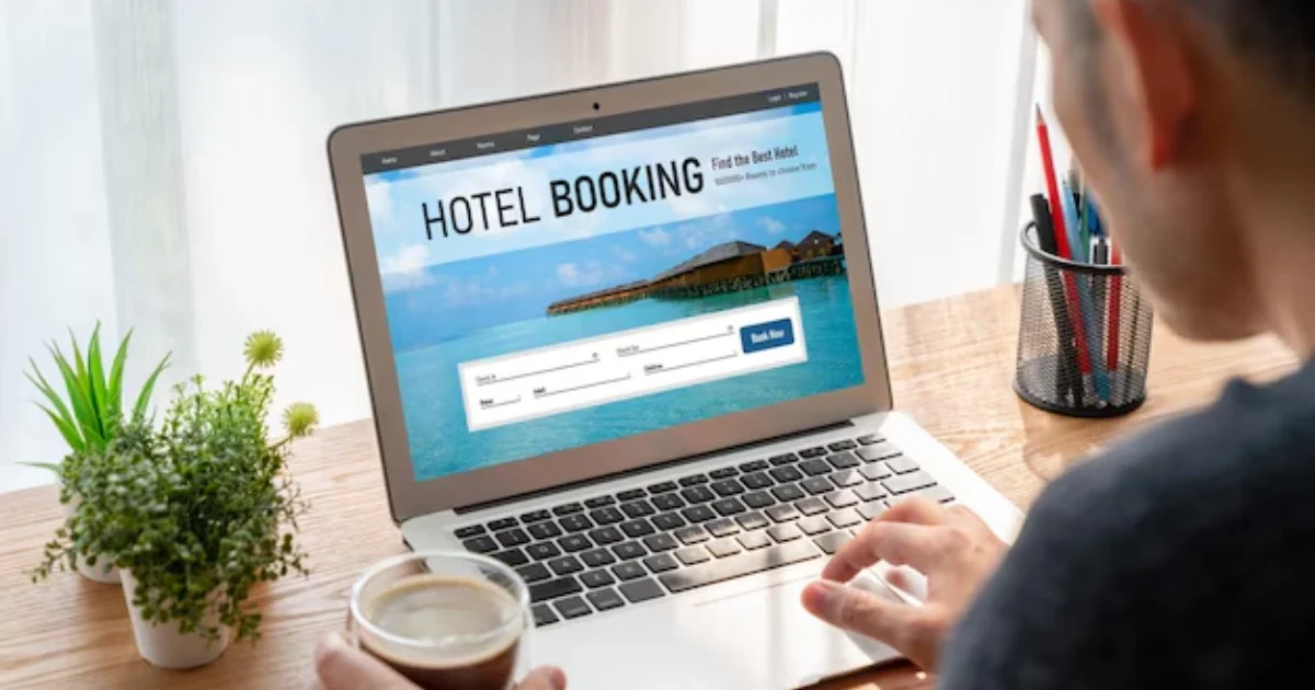 Editorial blog image: a person comparing accommodation options